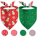 Christmas Dog Bandanas Snowman and Lamp String Merry Christmas Dogs Scarf Reversible 2 Pack Holiday New Year Puppy Dog Kerchief Pet Gifts (Christmas-02)