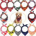Syhood 12 Piece Dog Bandanas Plaid Dog Scarf Pet Triangle Bibs Adjustable Accessories Bulk Kerchief Buffalo Plaid Bandanas Decor for Small or Medium Cat Dog Pet (Lattice Graphic)