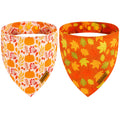 THLOH Fall Dog Bandanas - 2 Pack Thanksgiving Dog Bandana with Snap Button | Reversible Pumpkin Pet Scarf for Boy & Girl | Premium Durable Fabric | Holiday Bandana for Medium and Large Dogs (Large)