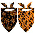 Halloween Dog Bandanas 2 Pack Pumpkin and Spider Web Bibs Triangle Reversible Orange Pumpkin Spider Webs Custom Dog Scarf for Boy and Girl Pet Scarf for Small and Medium Dogs (Halloween-01 Medium)